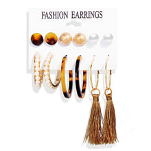 Load image into Gallery viewer, 17KM Women Earrings Set Acrylic Pearl Earrings For Women Bohemian Leopard Tassel Stud Earrings 2020 New Brincos Fashion Jewelry