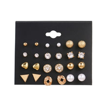 Load image into Gallery viewer, FNIO Women's Earrings Set Pearl Earrings For Women Bohemian Fashion Jewelry 2020 Geometric Crystal Heart Stud Earrings
