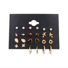 Load image into Gallery viewer, FNIO Women's Earrings Set Pearl Earrings For Women Bohemian Fashion Jewelry 2020 Geometric Crystal Heart Stud Earrings
