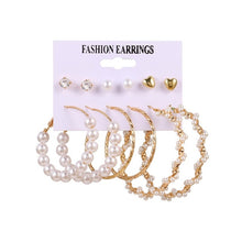 Load image into Gallery viewer, FNIO Women's Earrings Set Pearl Earrings For Women Bohemian Fashion Jewelry 2020 Geometric Crystal Heart Stud Earrings
